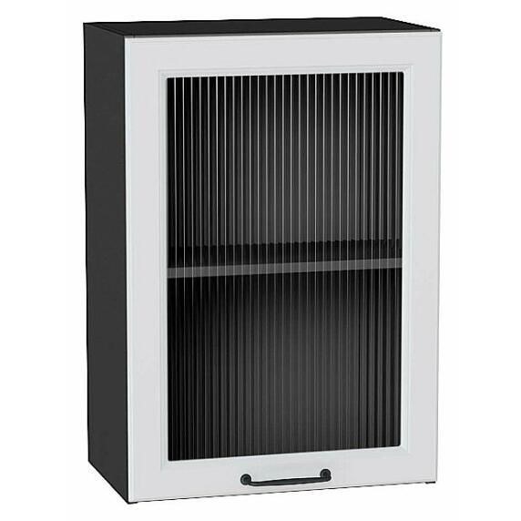 Шкаф верхний с 1-ой остекленной дверцей Ницца Blanco/Graphite 716*500*318