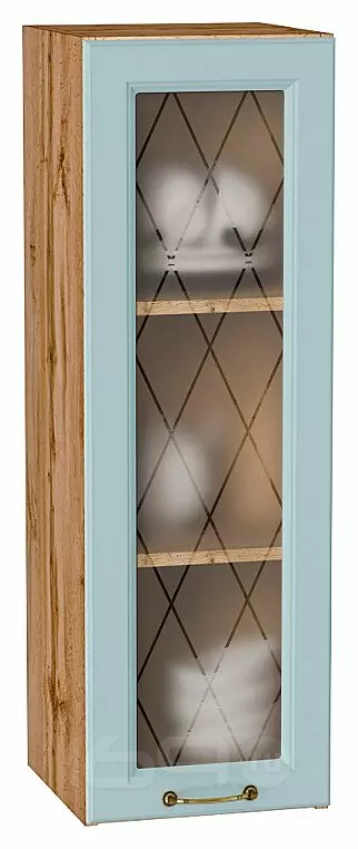 Шкаф верхний с 1-ой остекленной дверцей Ницца Голубой/Дуб Вотан 920*300*318