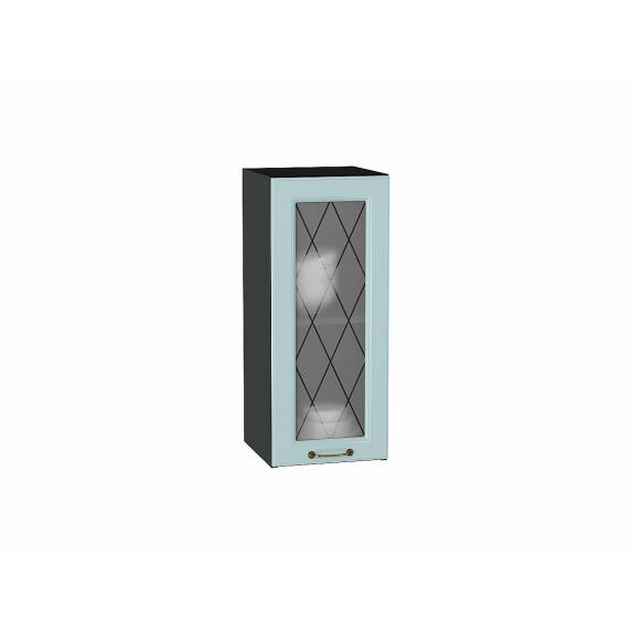 Шкаф верхний с 1-ой остекленной дверцей Ницца Голубой/Graphite 716*300*318