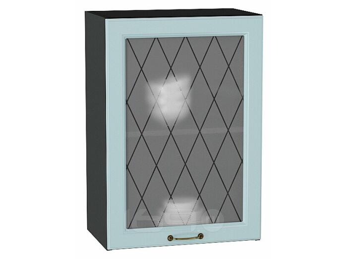 Шкаф верхний с 1-ой остекленной дверцей Ницца Голубой/Graphite 716*500*318