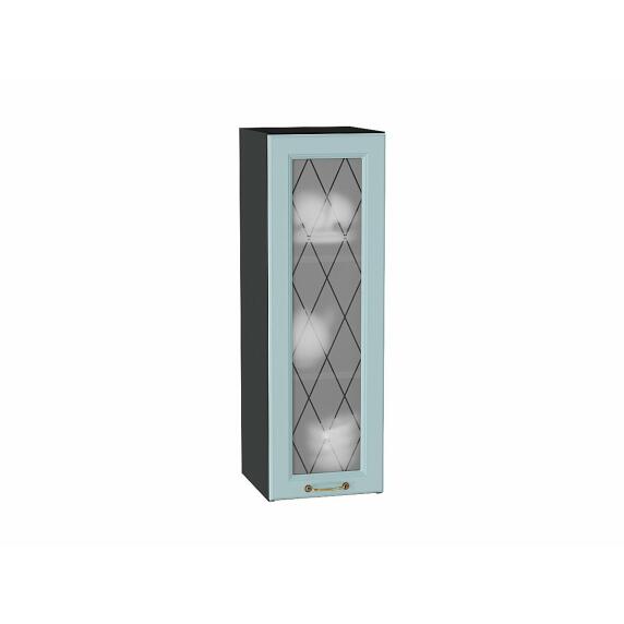 Шкаф верхний с 1-ой остекленной дверцей Ницца Голубой/Graphite 920*300*318