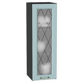 Шкаф верхний с 1-ой остекленной дверцей Ницца Голубой/Graphite 920*300*318