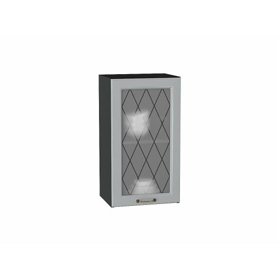 Шкаф верхний с 1-ой остекленной дверцей Ницца Графит/Graphite 716*400*318