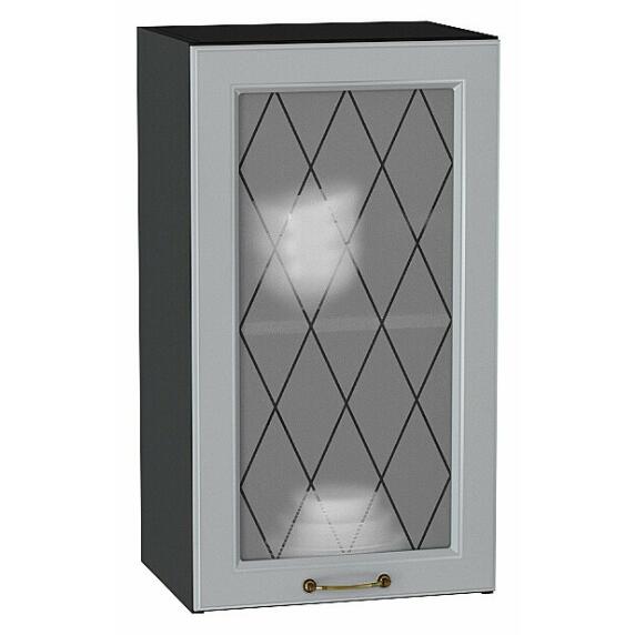 Шкаф верхний с 1-ой остекленной дверцей Ницца Графит/Graphite 716*400*318