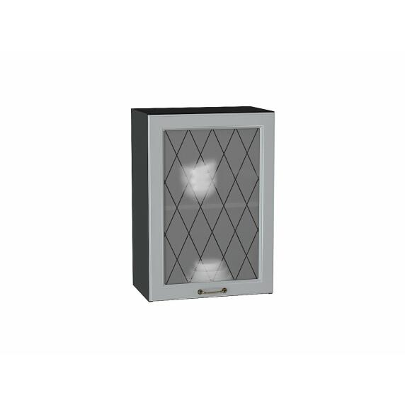 Шкаф верхний с 1-ой остекленной дверцей Ницца Графит/Graphite 716*500*318