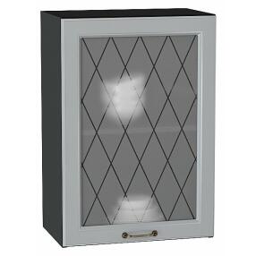Шкаф верхний с 1-ой остекленной дверцей Ницца Графит/Graphite 716*500*318