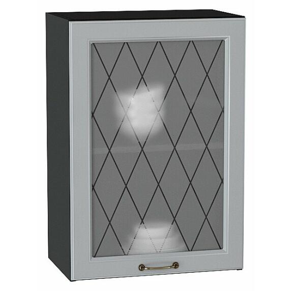 Шкаф верхний с 1-ой остекленной дверцей Ницца Графит/Graphite 716*500*318