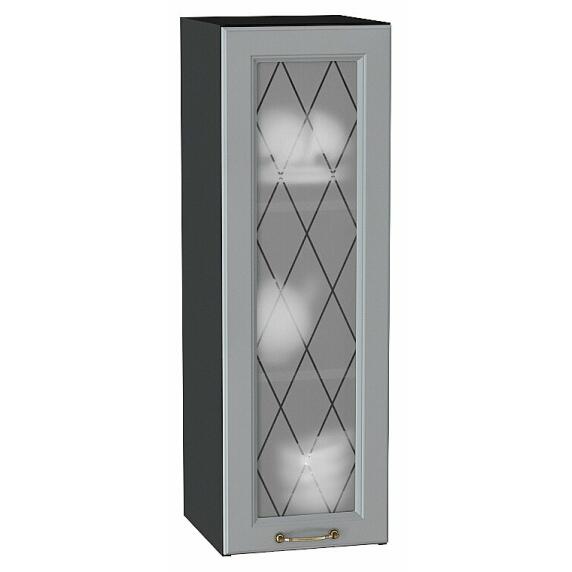 Шкаф верхний с 1-ой остекленной дверцей Ницца Графит/Graphite 920*300*318