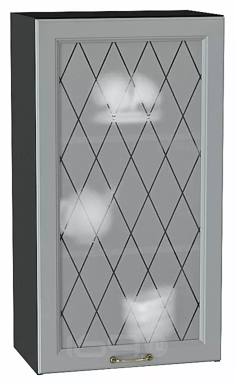 Шкаф верхний с 1-ой остекленной дверцей Ницца Графит/Graphite 920*500*318