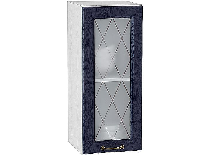 Шкаф верхний с 1-ой остекленной дверцей Ницца В 300 Дуб синий-Белый