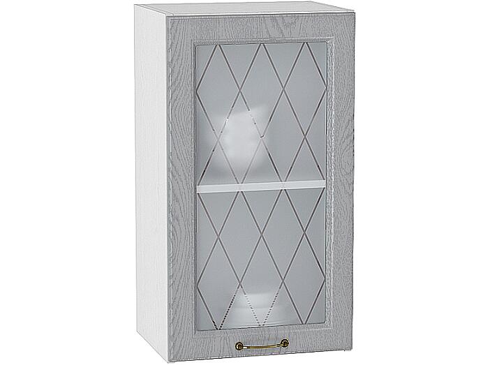 Шкаф верхний с 1-ой остекленной дверцей Ницца В 400 Дуб серый-Белый