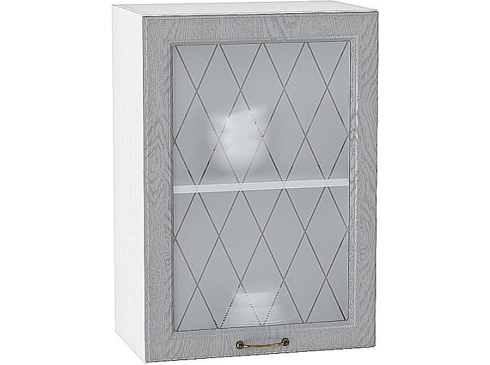 Шкаф верхний с 1-ой остекленной дверцей Ницца В 500 Дуб серый-Белый