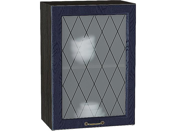 Шкаф верхний с 1-ой остекленной дверцей Ницца В 500 Дуб синий-Венге