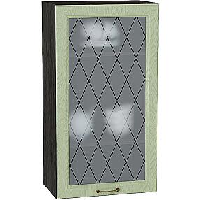 Шкаф верхний с 1-ой остекленной дверцей Ницца В 509 Дуб оливковый-Венге