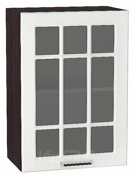 Шкаф верхний с 1-ой остекленной дверцей Прага Белое дерево Graphite 920*500*318