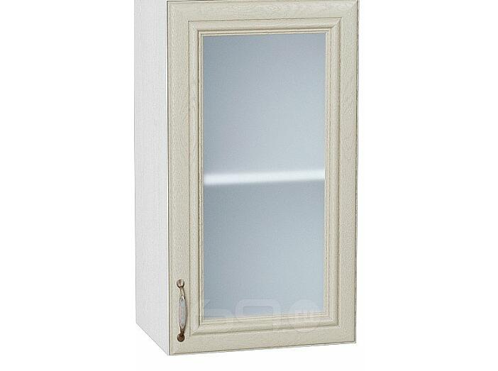 Шкаф верхний с 1-ой остекленной дверцей Шале В 400 Ivory-Белый