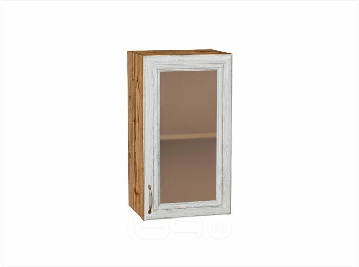 Шкаф верхний с 1-ой остекленной дверцей Шале White Dreamline Дуб Вотан 716*400*320