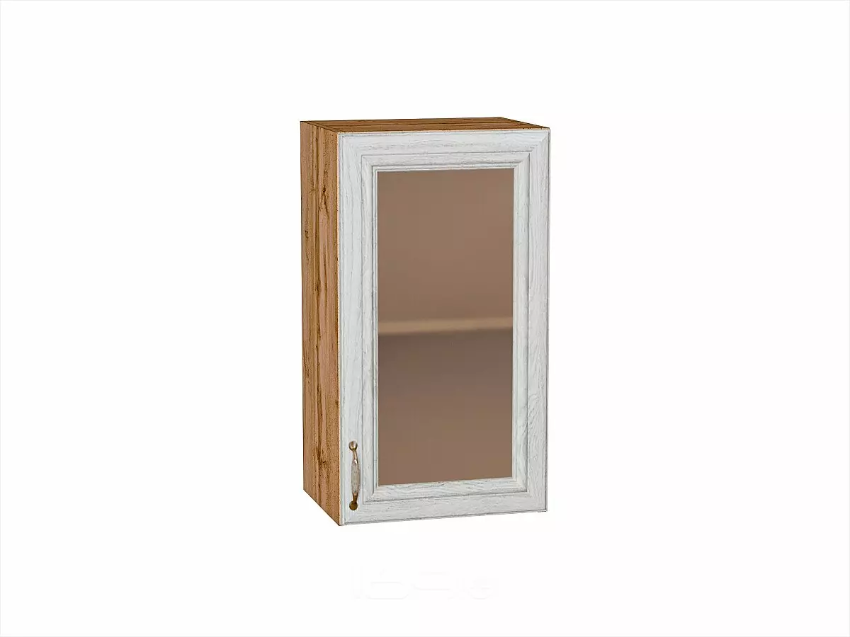 Шкаф верхний с 1-ой остекленной дверцей Шале White Dreamline Дуб Вотан 716*400*320