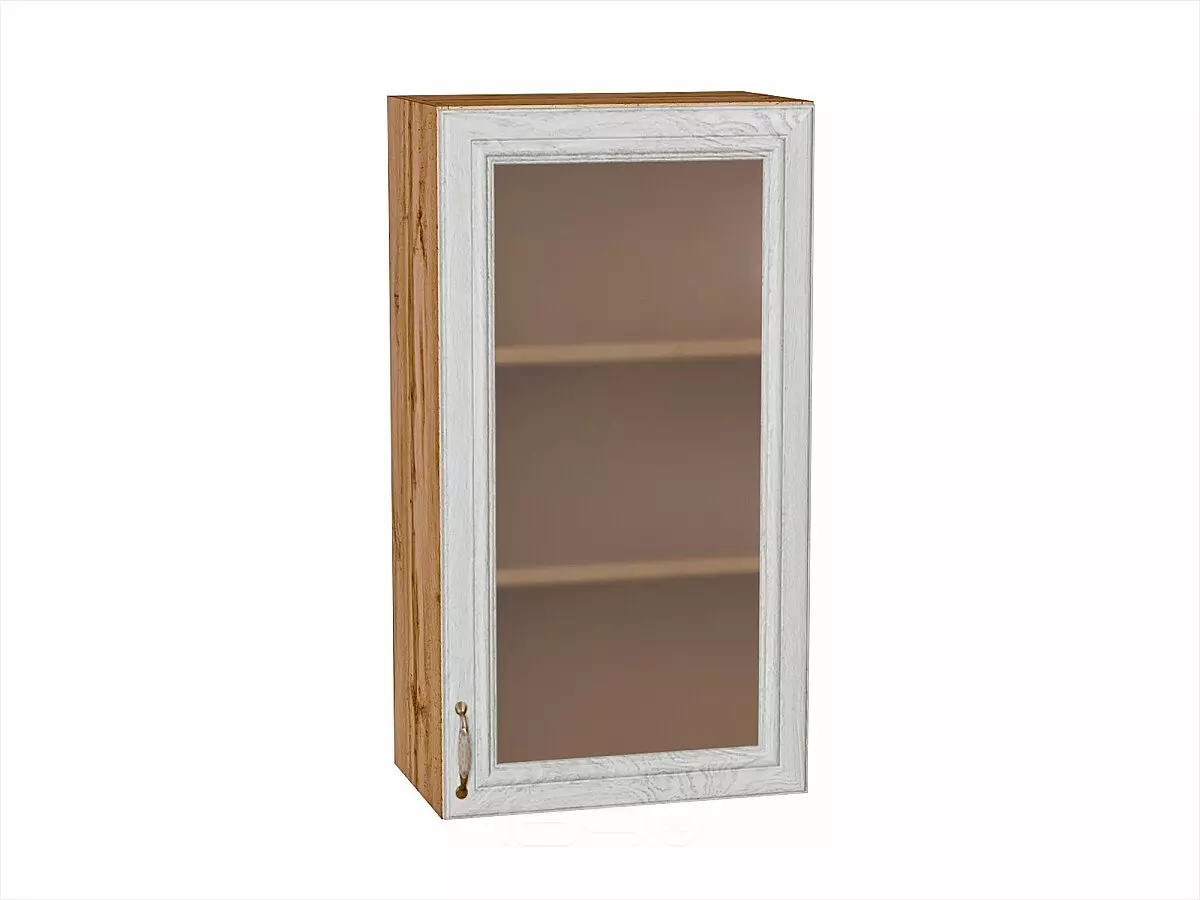 Шкаф верхний с 1-ой остекленной дверцей Шале White Dreamline Дуб Вотан 920*500*320