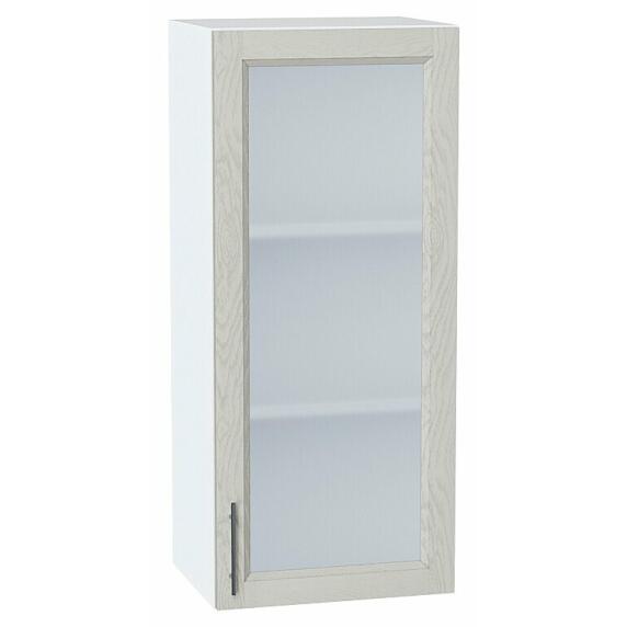 Шкаф верхний с 1-ой остекленной дверцей Сканди Cappuccino Softwood Белый 920*400*320