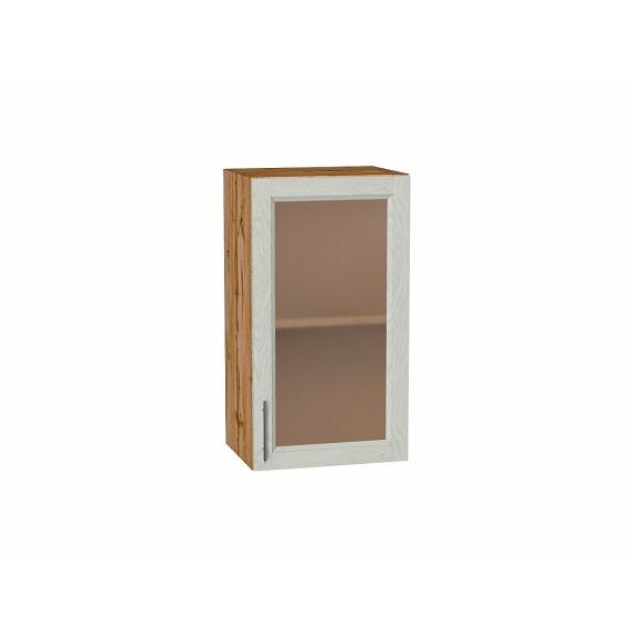 Шкаф верхний с 1-ой остекленной дверцей Сканди Cappuccino Softwood Дуб Вотан 716*400*320