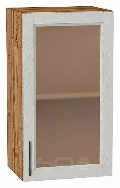 Шкаф верхний с 1-ой остекленной дверцей Сканди Cappuccino Softwood Дуб Вотан 716*400*320