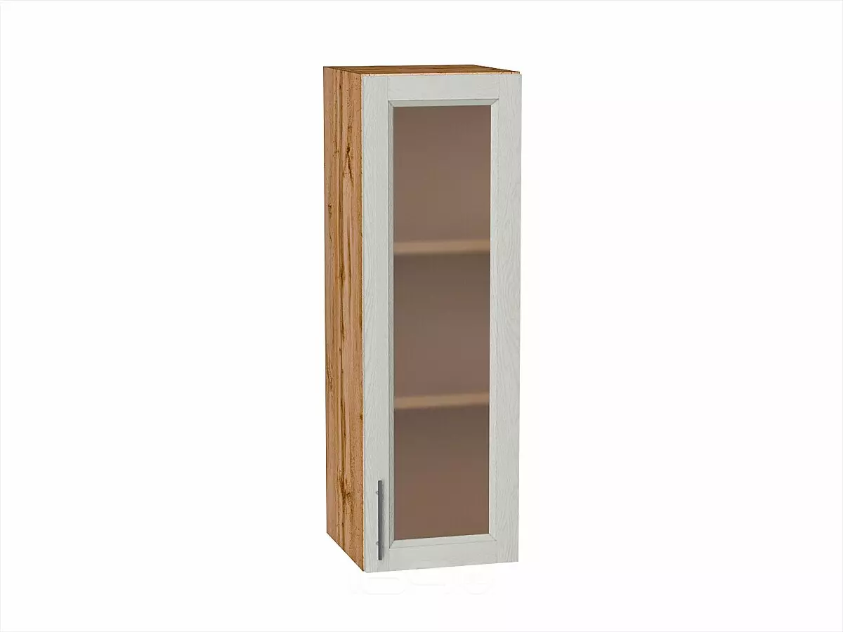 Шкаф верхний с 1-ой остекленной дверцей Сканди Cappuccino Softwood Дуб Вотан 920*300*320