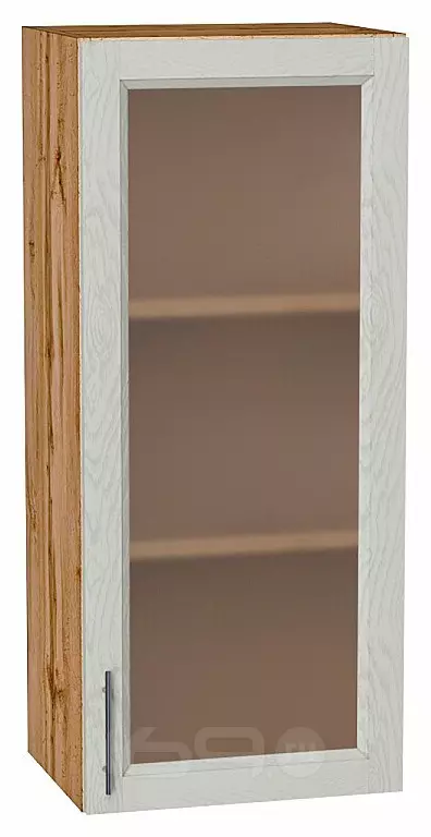 Шкаф верхний с 1-ой остекленной дверцей Сканди Cappuccino Softwood Дуб Вотан 920*400*320