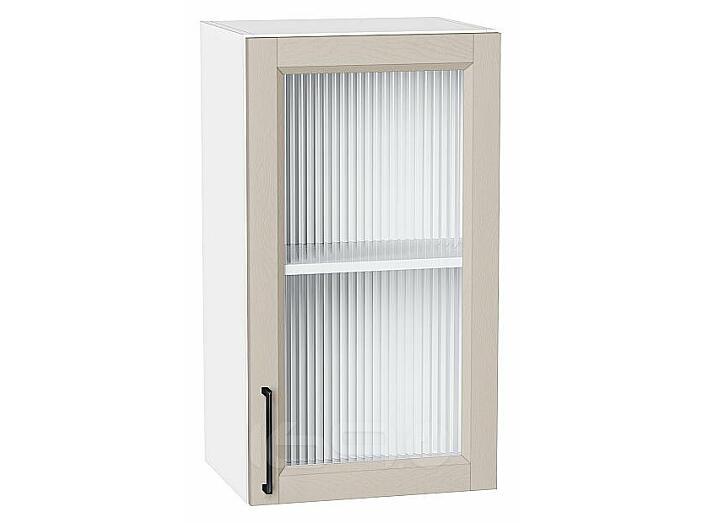 Шкаф верхний с 1-ой остекленной дверцей Сканди Cream Silkwood/Белый 716*400*320