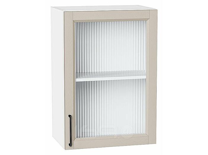 Шкаф верхний с 1-ой остекленной дверцей Сканди Cream Silkwood/Белый 716*500*320