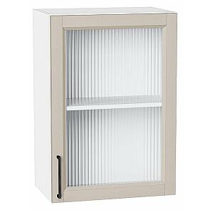 Шкаф верхний с 1-ой остекленной дверцей Сканди Cream Silkwood/Белый 716*500*320