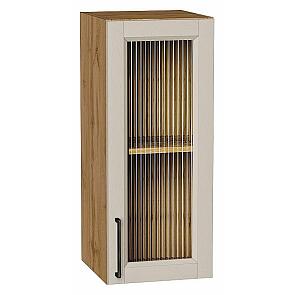 Шкаф верхний с 1-ой остекленной дверцей Сканди Cream Silkwood/Дуб Вотан 716*300*320