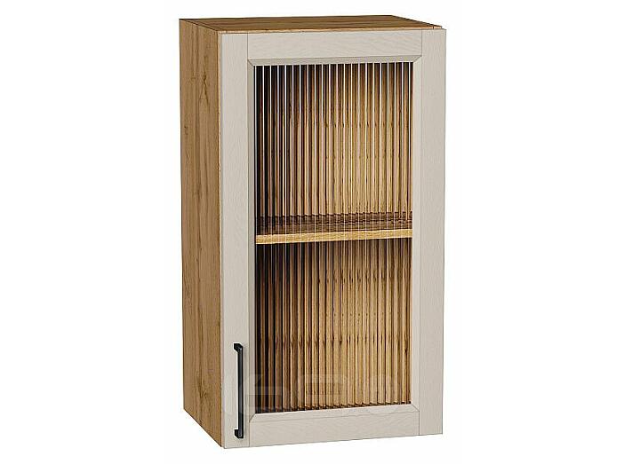 Шкаф верхний с 1-ой остекленной дверцей Сканди Cream Silkwood/Дуб Вотан 716*400*320