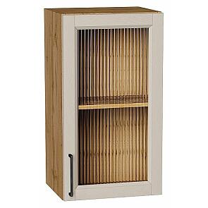 Шкаф верхний с 1-ой остекленной дверцей Сканди Cream Silkwood/Дуб Вотан 716*400*320