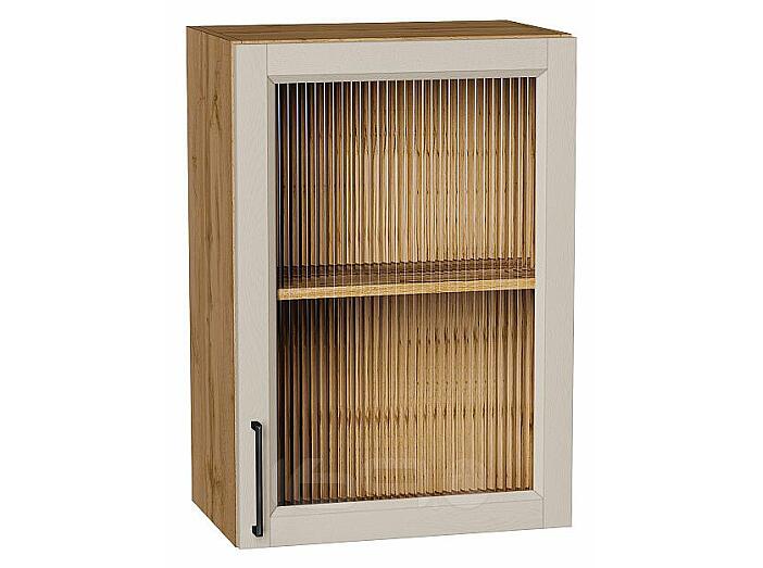 Шкаф верхний с 1-ой остекленной дверцей Сканди Cream Silkwood/Дуб Вотан 716*500*320