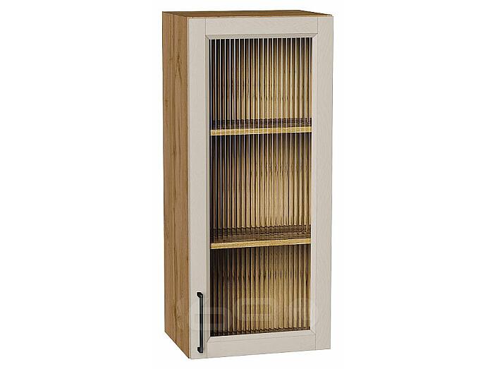 Шкаф верхний с 1-ой остекленной дверцей Сканди Cream Silkwood/Дуб Вотан 920*400*320