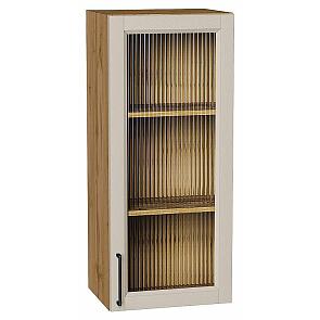 Шкаф верхний с 1-ой остекленной дверцей Сканди Cream Silkwood/Дуб Вотан 920*400*320