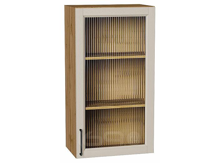 Шкаф верхний с 1-ой остекленной дверцей Сканди Cream Silkwood/Дуб Вотан 920*500*320