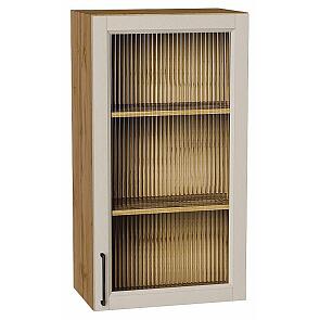 Шкаф верхний с 1-ой остекленной дверцей Сканди Cream Silkwood/Дуб Вотан 920*500*320