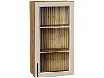 Шкаф верхний с 1-ой остекленной дверцей Сканди Cream Silkwood/Дуб Вотан 920*500*320