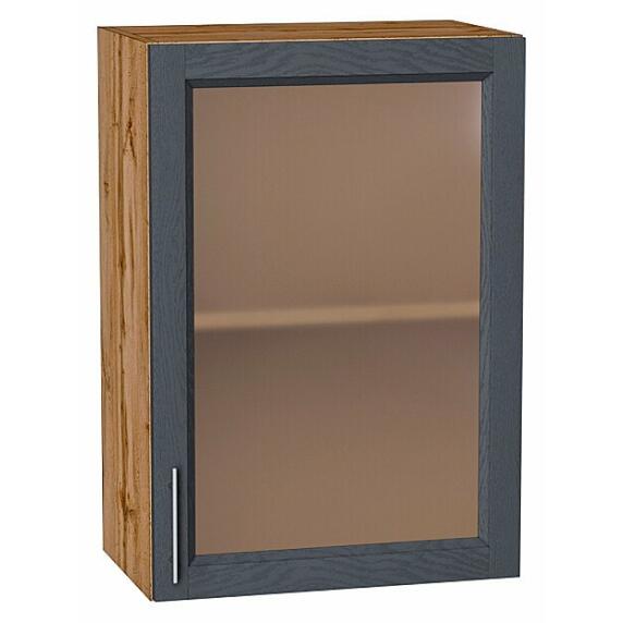 Шкаф верхний с 1-ой остекленной дверцей Сканди Graphite Softwood Дуб Вотан 716*500*320