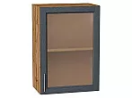 Шкаф верхний с 1-ой остекленной дверцей Сканди Graphite Softwood Дуб Вотан 716*500*320
