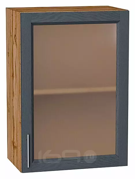 Шкаф верхний с 1-ой остекленной дверцей Сканди Graphite Softwood Дуб Вотан 716*500*320