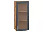 Шкаф верхний с 1-ой остекленной дверцей Сканди Graphite Softwood Дуб Вотан 920*400*320
