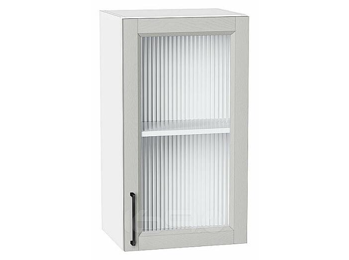 Шкаф верхний с 1-ой остекленной дверцей Сканди Grey Silkwood/Белый 716*400*320