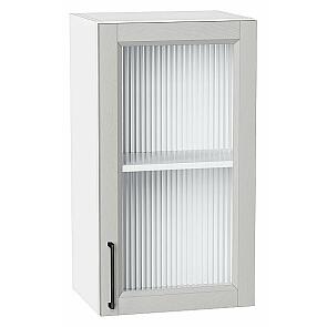 Шкаф верхний с 1-ой остекленной дверцей Сканди Grey Silkwood/Белый 716*400*320