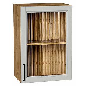 Шкаф верхний с 1-ой остекленной дверцей Сканди Grey Silkwood/Дуб Вотан 716*500*320