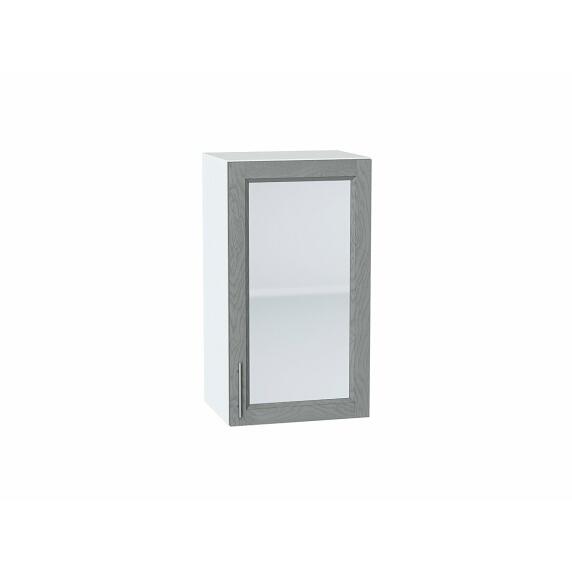 Шкаф верхний с 1-ой остекленной дверцей Сканди Grey Softwood Белый 716*400*320