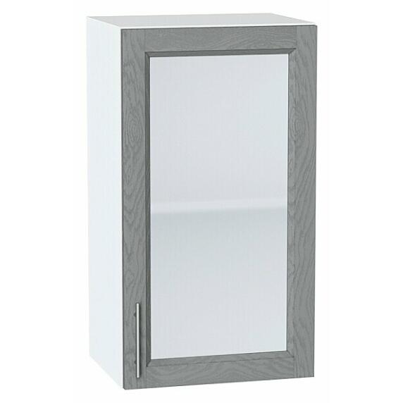Шкаф верхний с 1-ой остекленной дверцей Сканди Grey Softwood Белый 716*400*320