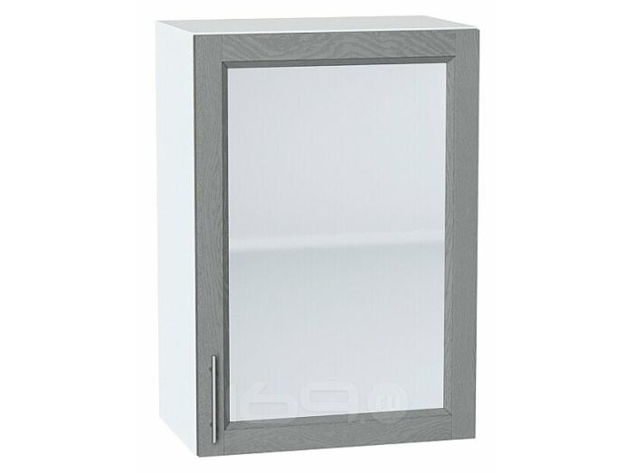 Шкаф верхний с 1-ой остекленной дверцей Сканди Grey Softwood Белый 716*500*320